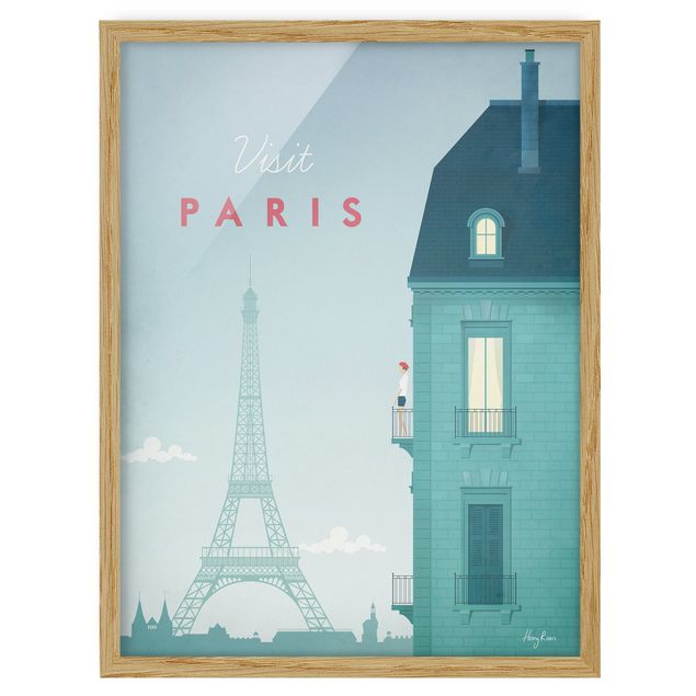 Gerahmte Bilder Vintage Reiseposter - Paris