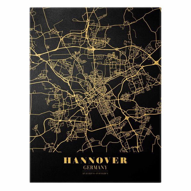 schöne Bilder Stadtplan Hannover - Klassik Schwarz