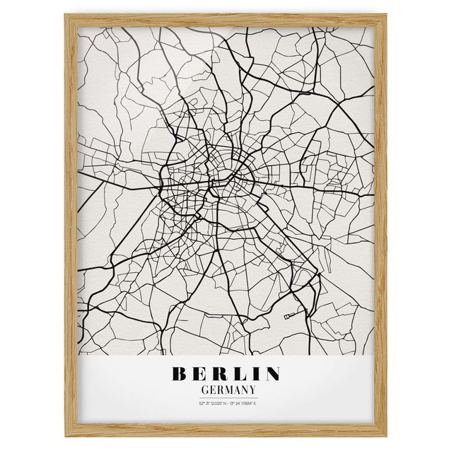Weltkarten gerahmt Stadtplan Berlin - Klassik