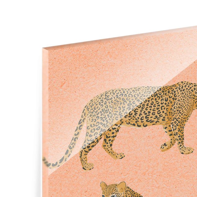 Wandbilder Orange Illustration Leoparden Rosa Malerei