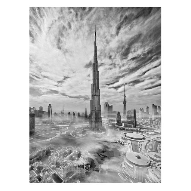 schwarz-weiß Bilder auf Leinwand Dubai Super Skyline