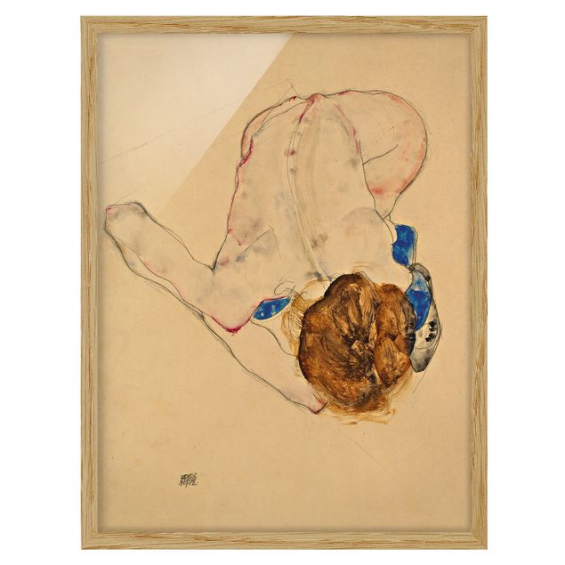 Wandbilder Kunstdrucke Egon Schiele - Nach vorne gebeugter Akt