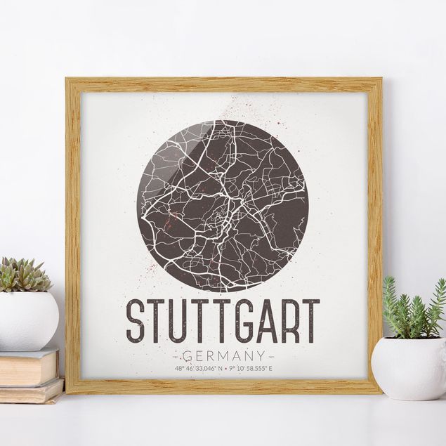 Küchen Deko Stadtplan Stuttgart - Retro