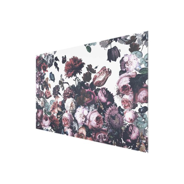Wandbilder Blumen Altmeisterlicher Blumenrausch mit Rosen Bouquet