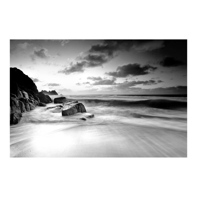 Tapete Schwarz-Weiß Am Meer in Cornwall Schwarz-Weiß