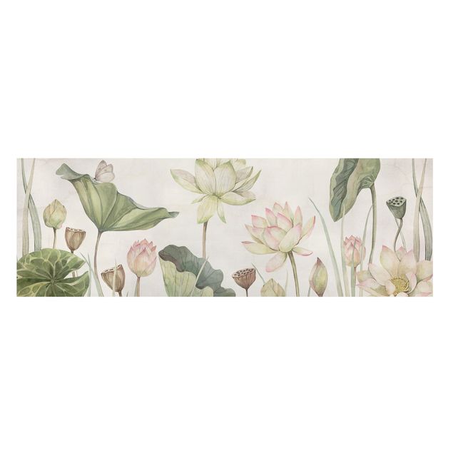 Wandbilder Floral Anmutige Seerosen und sanfte Blätter