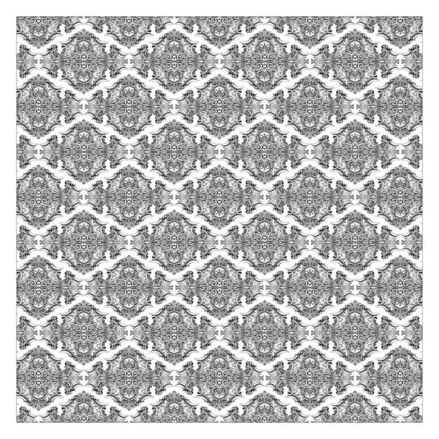 Fototapeten Grau Aquarell Barock Muster mit Ornamenten in Grau