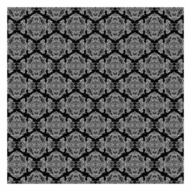 Fototapete Aquarell Barock Muster mit Ornamenten vor Schwarz