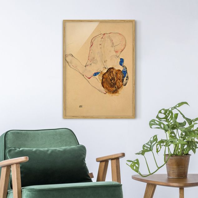 Kunststile Egon Schiele - Nach vorne gebeugter Akt