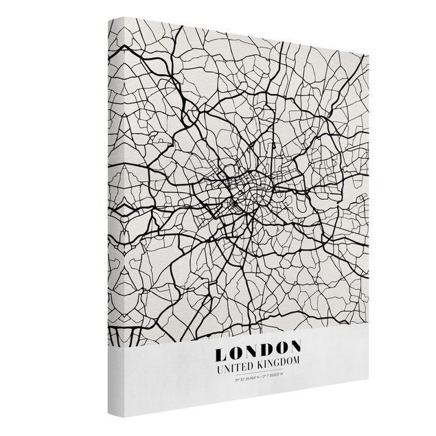 schwarz-weiß Bilder auf Leinwand Stadtplan London - Klassik