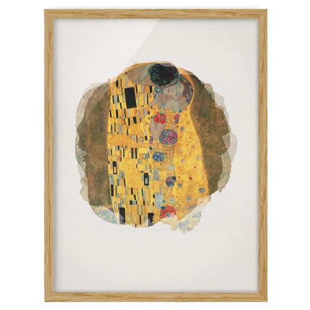 Wandbilder Kunstdrucke Wasserfarben - Gustav Klimt - Der Kuss