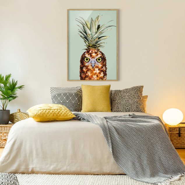 Bilder gerahmt Blumen Ananas mit Eule