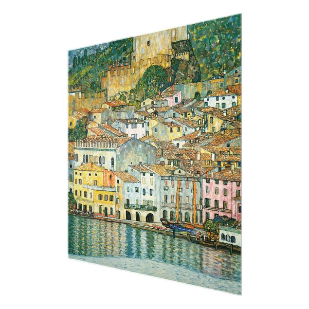 Glasbild Stadt Gustav Klimt - Malcesine am Gardasee