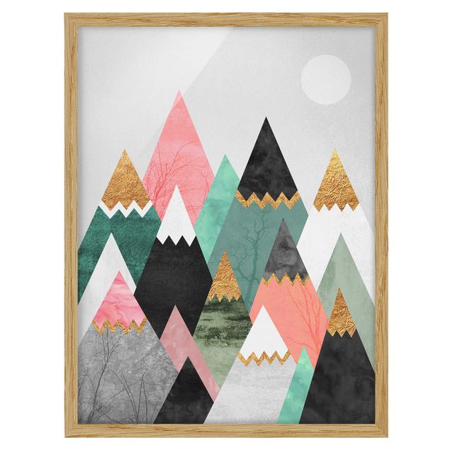 Wandbilder Landschaften Dreieckige Berge mit Goldspitzen