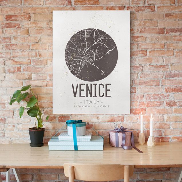 Leinwandbilder Italien Stadtplan Venice - Retro