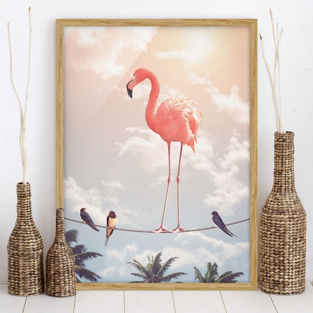 Wanddeko Küche Himmel mit Flamingo