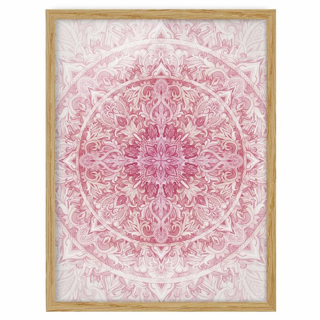 Wandbilder Spirituell Mandala Aquarell Sonne Ornament rosa