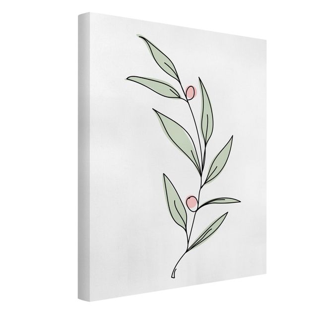 Wandbilder Floral Zweig mit Beeren Line Art