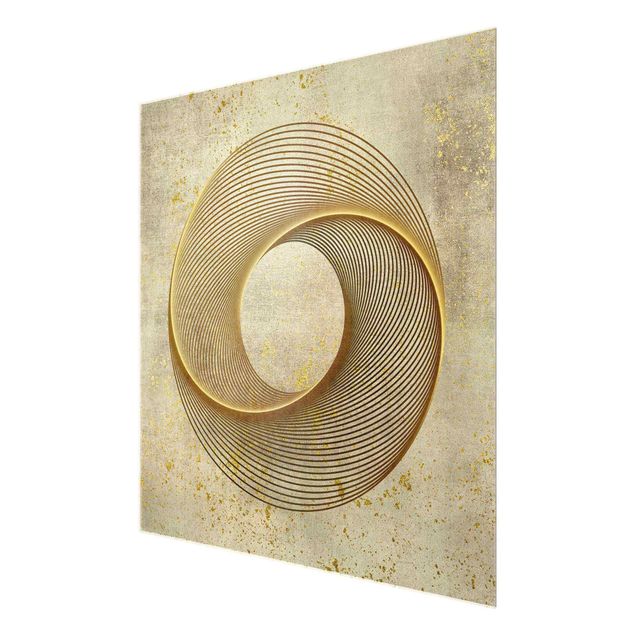 Wandbilder Line Art Kreisspirale Gold