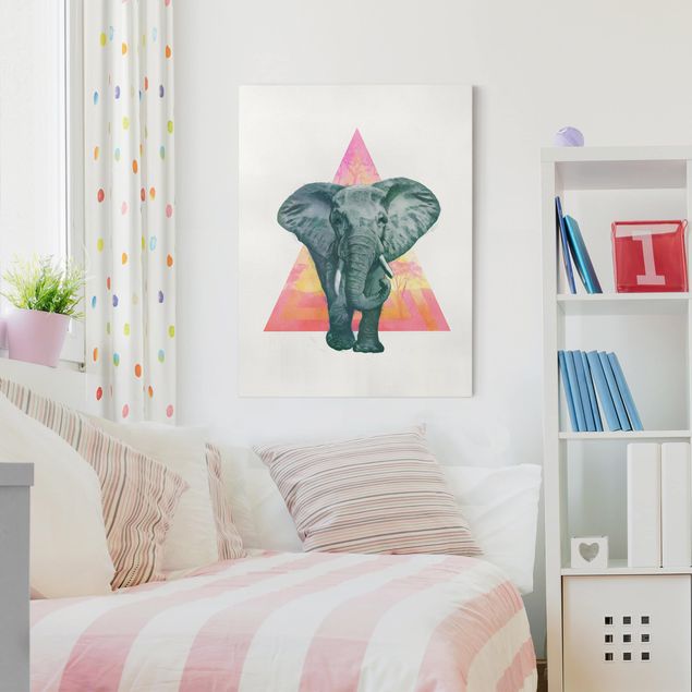 Leinwand Elefant Illustration Elefant vor Dreieck Malerei