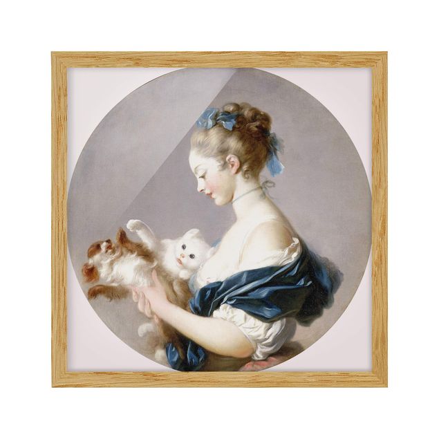 Wandbilder Kunstdrucke Jean Honoré Fragonard - Mädchen mit Hund