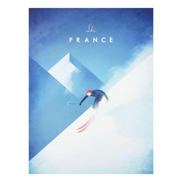 Glasbilder Städte Reiseposter - Ski in Frankreich
