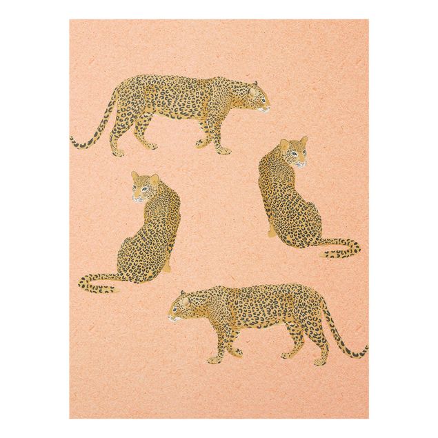 Wandbilder Kunstdrucke Illustration Leoparden Rosa Malerei