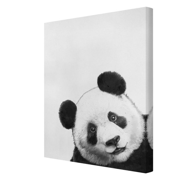 Leinwandbilder schwarz-weiß Illustration Panda Schwarz Weiß Malerei