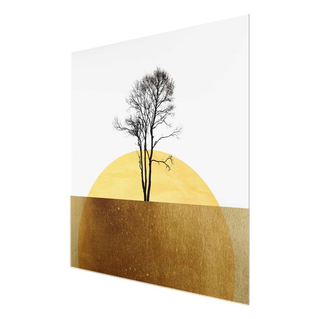 Wandbilder Natur Goldene Sonne mit Baum