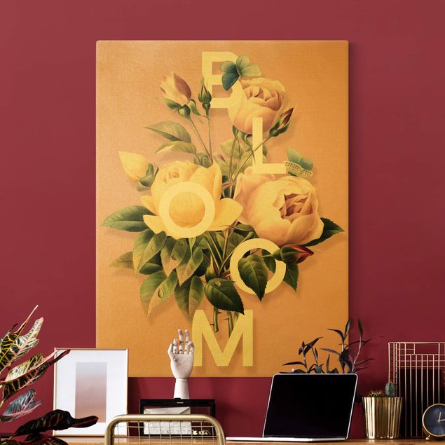 Wandbilder Floral Florale Typografie - Bloom