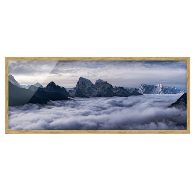 schwarz-weiß Bilder mit Rahmen Wolkenmeer im Himalaya