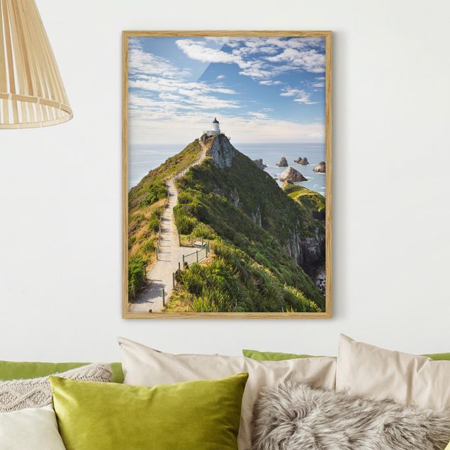 Strandbilder mit Rahmen Nugget Point Leuchtturm und Meer Neuseeland