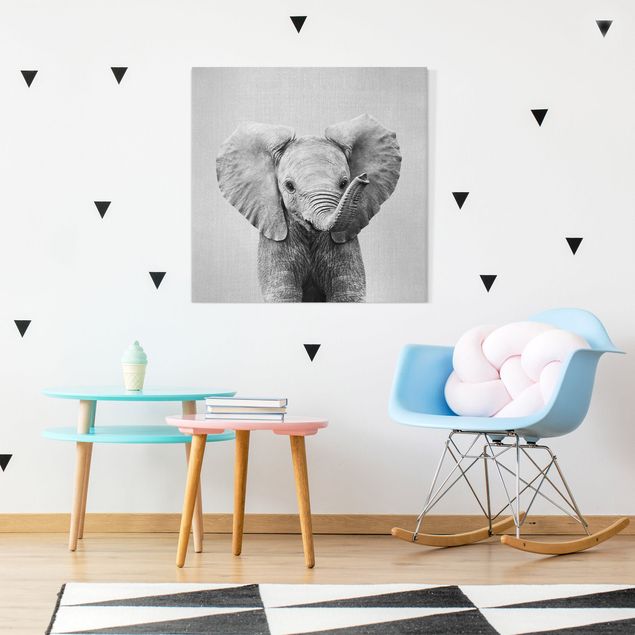 Deko Kinderzimmer Baby Elefant Elsa Schwarz Weiß