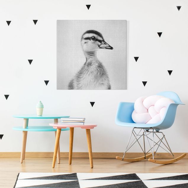 Leinwandbilder schwarz-weiß Baby Ente Eddie Schwarz Weiß