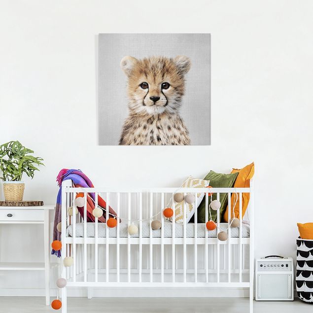 Leinwandbilder schwarz-weiß Baby Gepard Gino