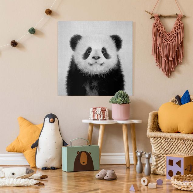 Leinwand schwarz-weiß Baby Panda Prian Schwarz Weiß