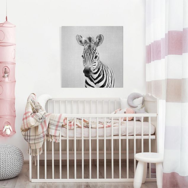 Zebra Bilder auf Leinwand Baby Zebra Zoey Schwarz Weiß