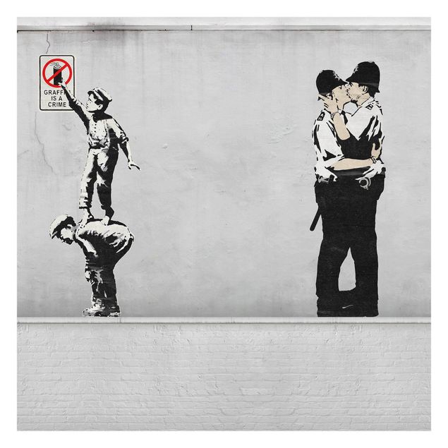 Fototapete - Graffiti Is A Crime and Cops - Brandalised ft. Graffiti by Banksy