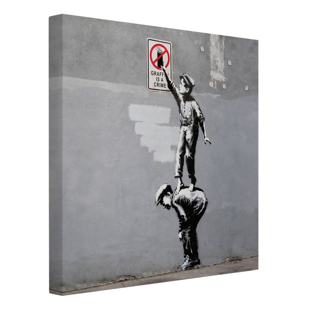 Wandbilder Schwarz-Weiß Graffiti Is A Crime - Brandalised ft. Graffiti by Banksy