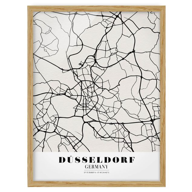 Weltkarten mit Rahmen Stadtplan Düsseldorf - Klassik