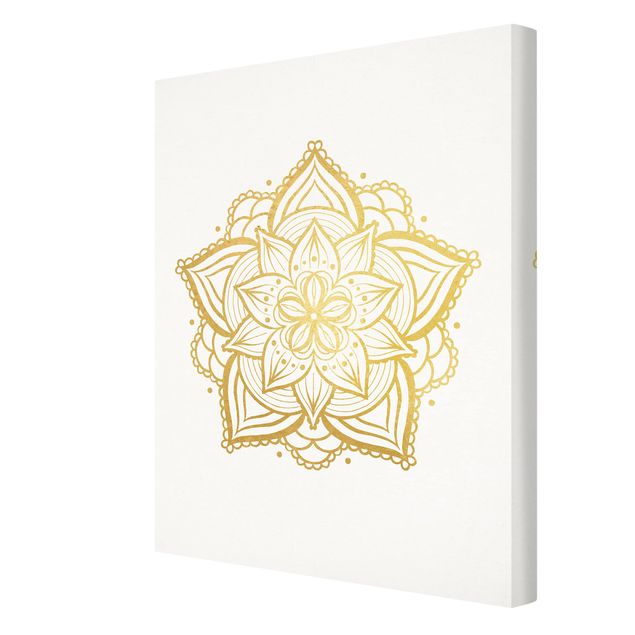 Leinwandbilder kaufen Mandala Blüte Illustration weiß gold