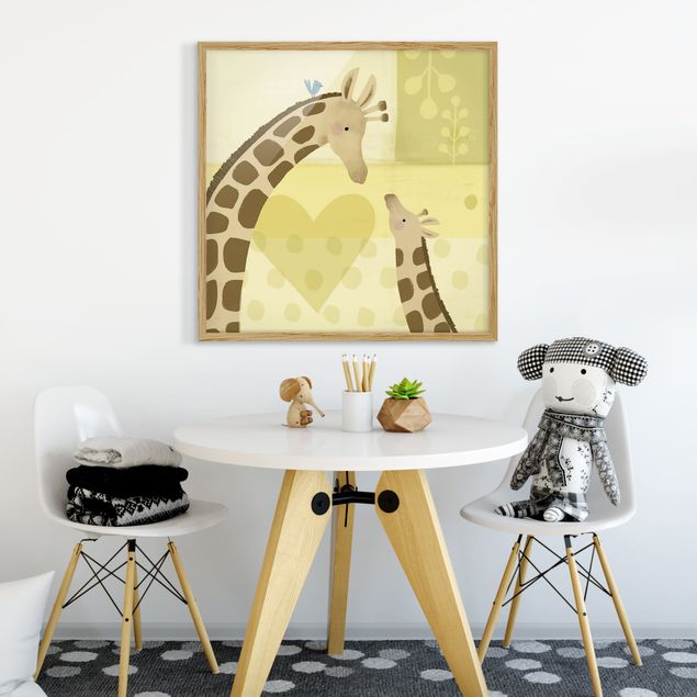 Gerahmte Bilder Tiere Mama und ich - Giraffen