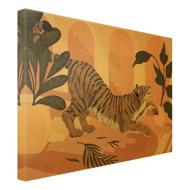 Wandbilder Illustration Tiger in Pastell Rosa Malerei