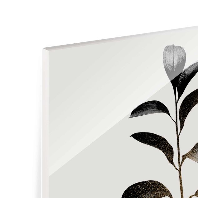 Kubistika Bilder Grafische Pflanzenwelt - Gold und Grau