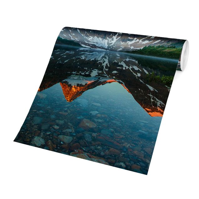 Fototapeten Blau Berglandschaft am Lake Magog in Kanada