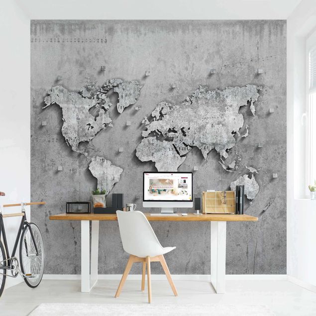 Küche Dekoration Beton Weltkarte