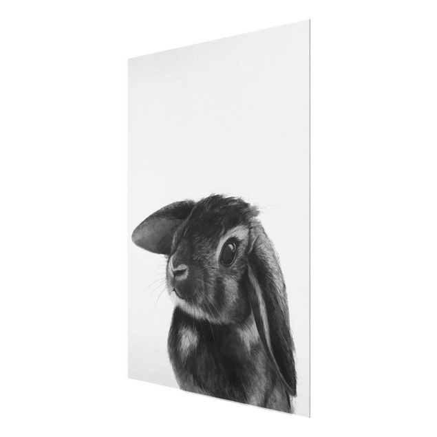Wandbilder Schwarz-Weiß Illustration Hase Schwarz Weiß Zeichnung