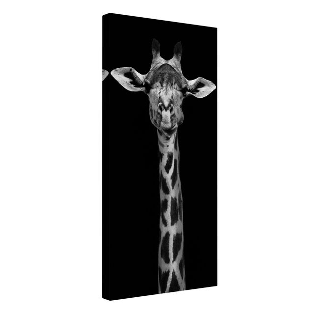 schwarz-weiß Bilder auf Leinwand Dunkles Giraffen Portrait