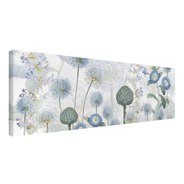 Wandbilder Floral Blaue Alliumdolden im Wind