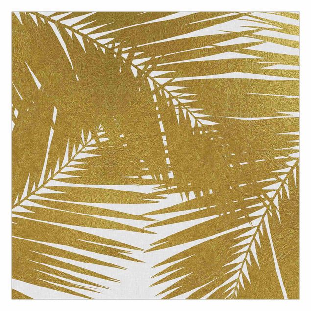 Fototapete - Blick durch goldene Palmenblätter